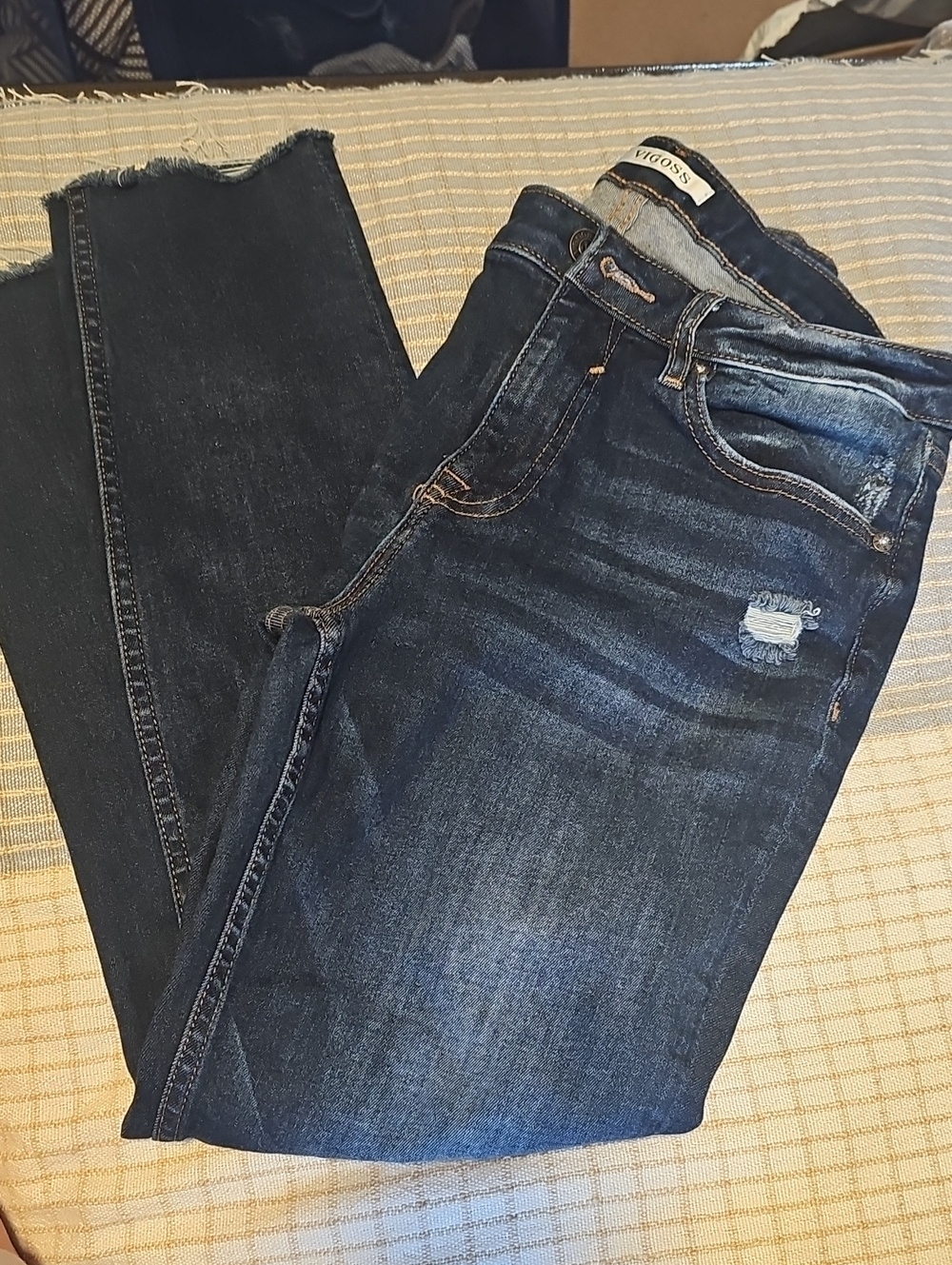 Vigoss Dark Blue Distressed Ankle Jeans